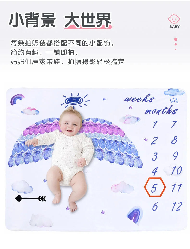Baby Photography Mats Background Cloth Growth Commemorative Blanket Baby Milestone Flannel Blanket Newborn Photography Blanket