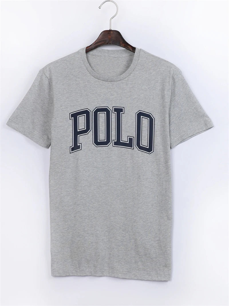 Polo Letter Men's T-shirt Fast Fashion Spring and Summer Cool Casual Simple Men's and Women's Cotton Printed Short Sleeves Tops