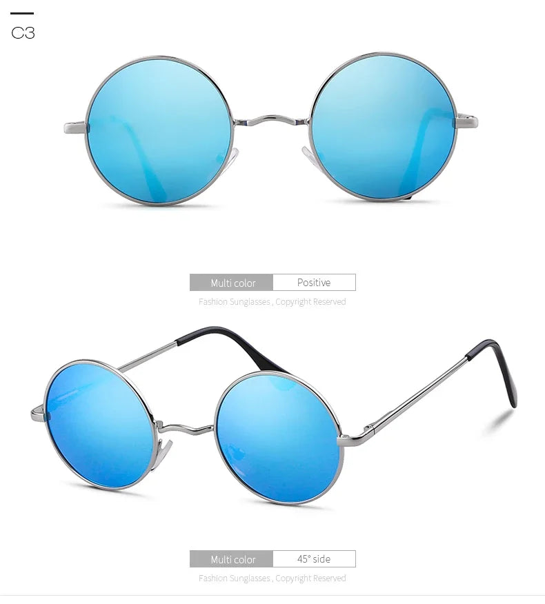 Trendy Round Polarized Sunglasses High Quality Brand Design Vintage Party Men Circle Small Frame Women Yellow Shades Sun Glasses