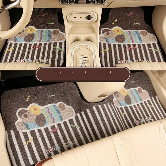 Three-piece Set Car Carpet Cute and Dirt-resistant Floor Mats Anti-dirt Non-slip Wear-resistant Protective Mats for Cars