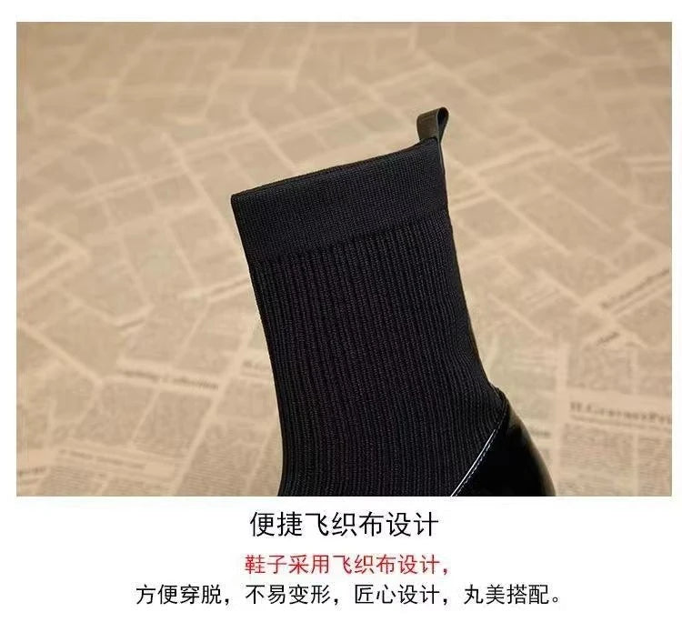 Booties for Women Autumn and Winter 2025 New Velvet High Heel Foreign Style Skinny Boots Small Person Thick Heel Platform Sole