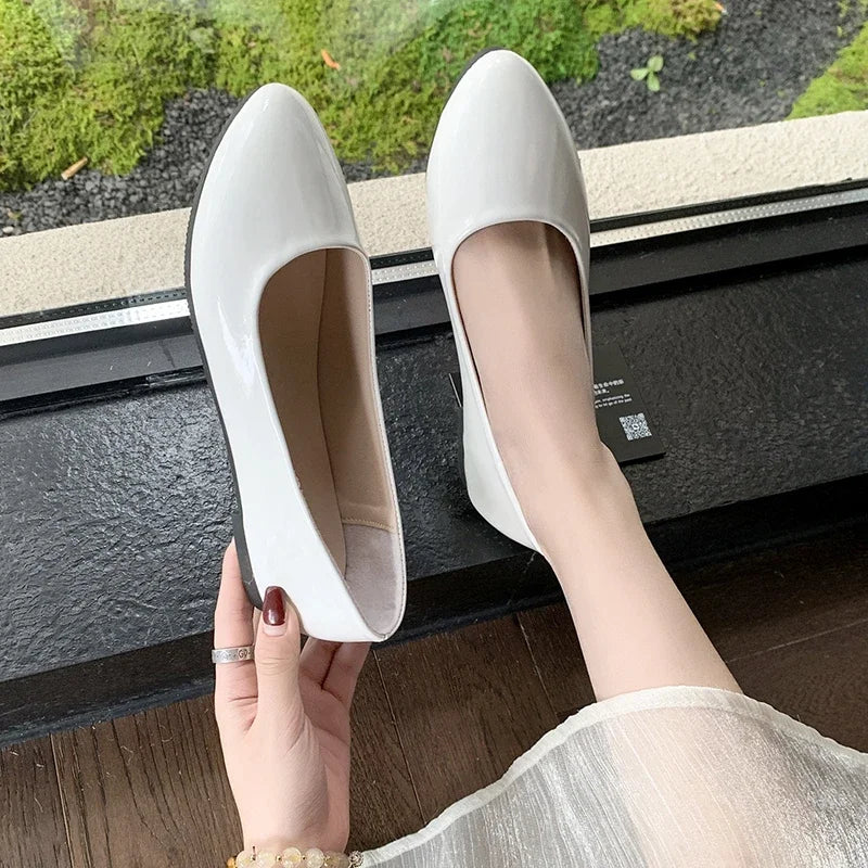 Ladies Formal Flat Shoes Spring Autumn Non-slip Women Black Causal Loafers Uniform Shoes Versatile Women's Ballet Leather Shoes