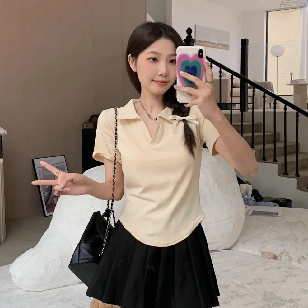 Women's Versatile Top Summer Loose Stylish Cover Fat Slim Short Sleeve