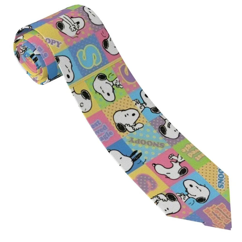 Snoopys & Woodstock Smile Giggle Laugh Neckties Silk 8 cm Neck Tie for Mens Shirt Accessories Cravat Wedding Accessories Office