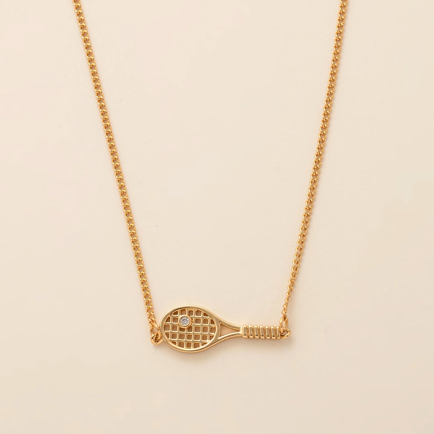 Tennis Racket Necklace Minimalist Alloy Pendant Sporty Chic Choker Adjustable Chain Athleisure Jewelry Gift for Her
