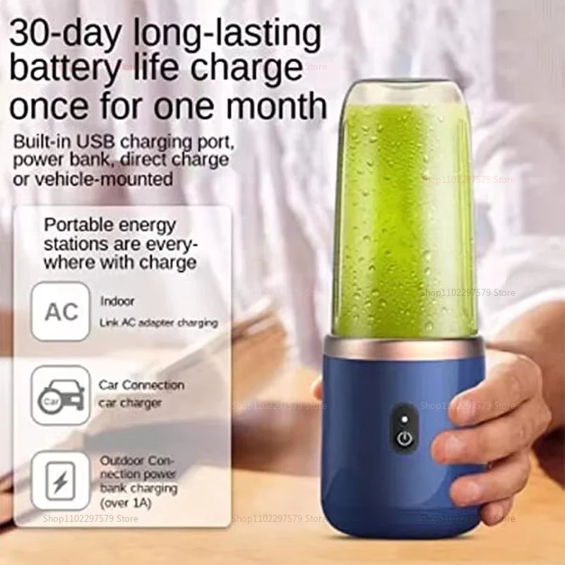 Household Electric Juicer Cup 6 Blades Blender Milkshake Machine USB Portable Blender Mixing Milkshake Mini Fresh Juice Blender