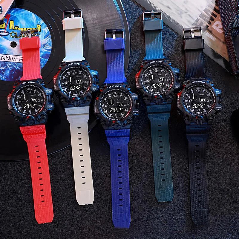 Men's Watch Fashion Sports Electronic Wristwatch Large dial Multifunctional Waterproof Luminous Alarm Kids Male's Military Watch