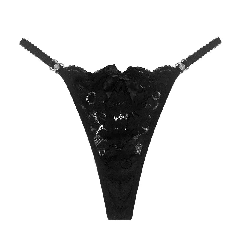 Women's Sexy Lace Thongs Hollow Out Mesh Sheer Design Breathable Low Waist Seamless Panties Comfortable Intimates for Daily Wear