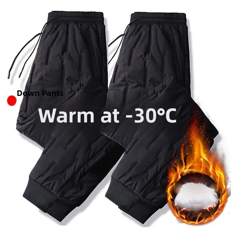 Men's down Pants Winter Outdoor Wear Thickened Large Size High Waist Warm Cold Proof Windproof Cotton Pants Harlan Style
