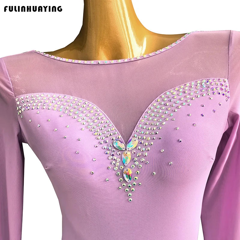 Ballroom Dance Dress Modern Dance Practice Outfit Waltz Dance Dress 2025 High-Quality Dress Color-Blocking Slimming Ballroom Dance Dress