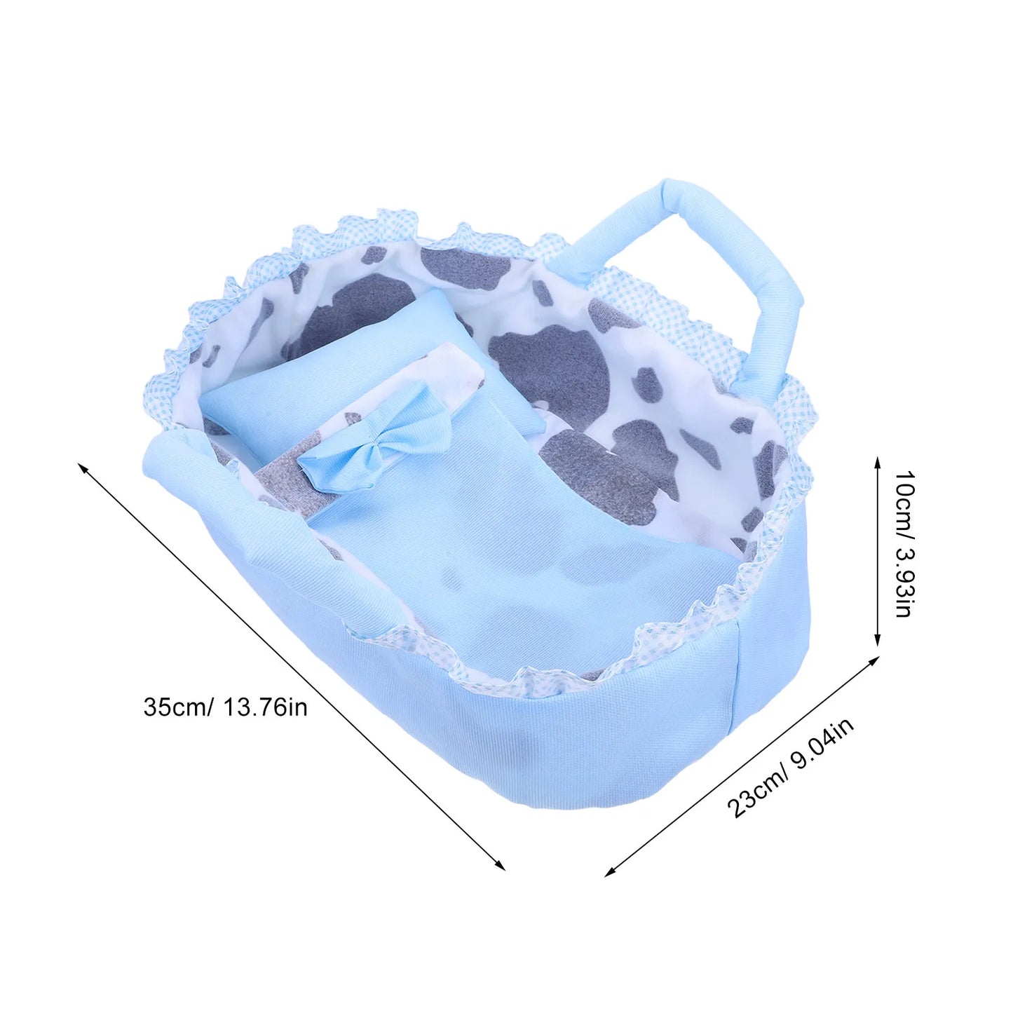 Baby Bassinet Carrying Cradle for 35Cm Reborn Baby Crib Bed Carrier Pillow Blanket Portable Mini Cradle Dollhouse Furniture Prop