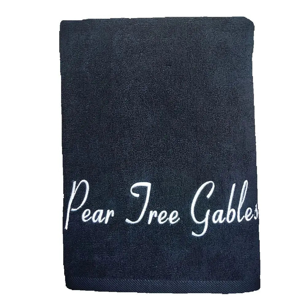 Black & White Cotton Bath & Hand Towels Custom Embroidery Logo Free Design Personalized for Hotels Resorts B&Bs Salons Spas Mass