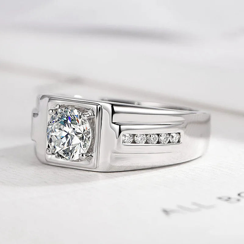 925 Sterling Sliver Man Rings Shining 5A Zircon for Man Women Wedding Engagement Jewelry Fashion Luxury Gift High Quality