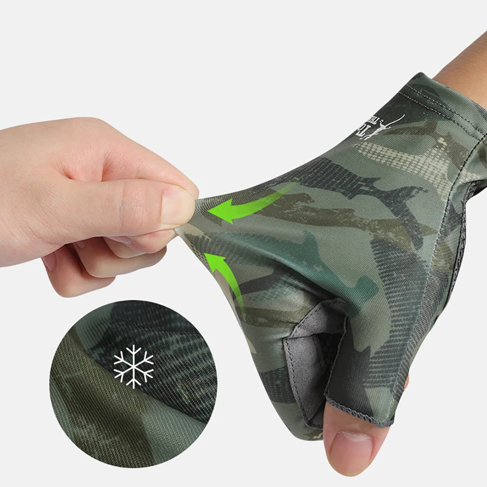 GOBYGO Fishing Gloves Anti-Slip Wear-Resistant Silk-Like Ventilation Half-Finger Gloves Outdoors Sun Protection High Elasticity