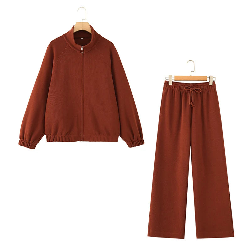 Pants Sets Autumn Women's 2025 New Fashion Loose Elegant Women's Sets Chic Casual Street Youth Elastic Waist Pants 2-piece Set