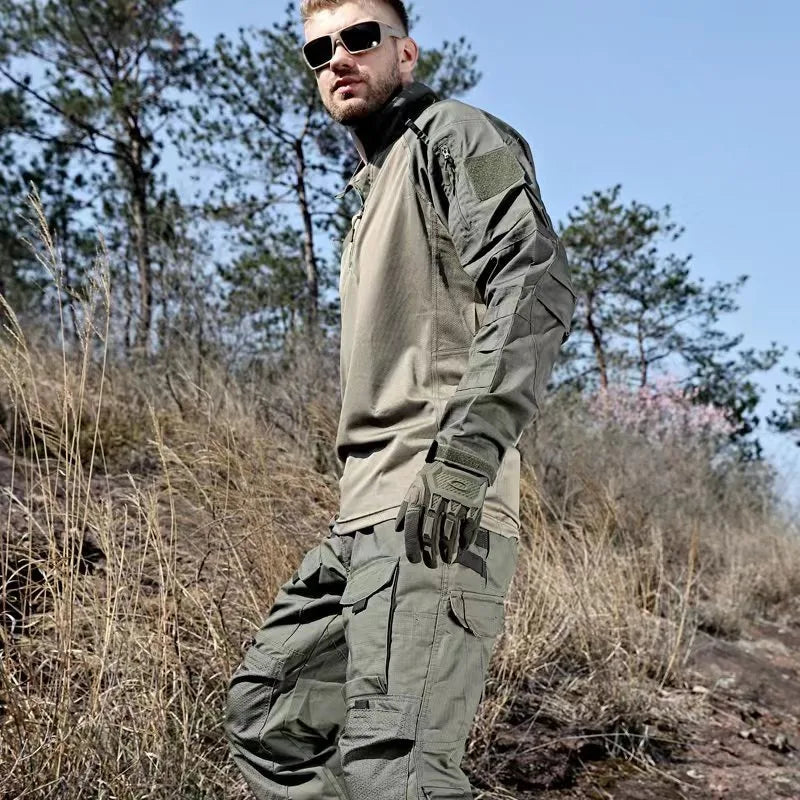 Tactical Pants Workwear Pants Mens Camo Military Wear-resistant Outdoor Trip Hiking Shirts Training Hunting Clothes Multi Pocket