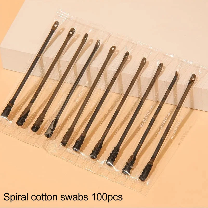 100/50Pcs Blackhead Remover Swabs Disposable Double-Headed Spiral Cotton Swab Individually Packaged Ear Picks Health Beauty Tool