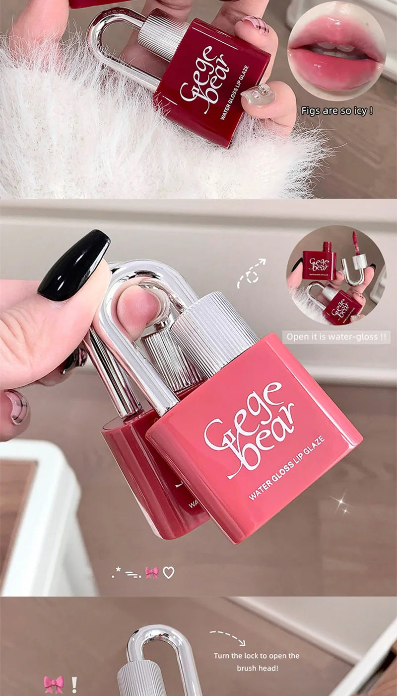 Gege Bear Lockheart Sweet Color Water-Gloss Lip Gloss-Vibrant Colors, Easy to Apply with Non-Long-Lasting Hydration