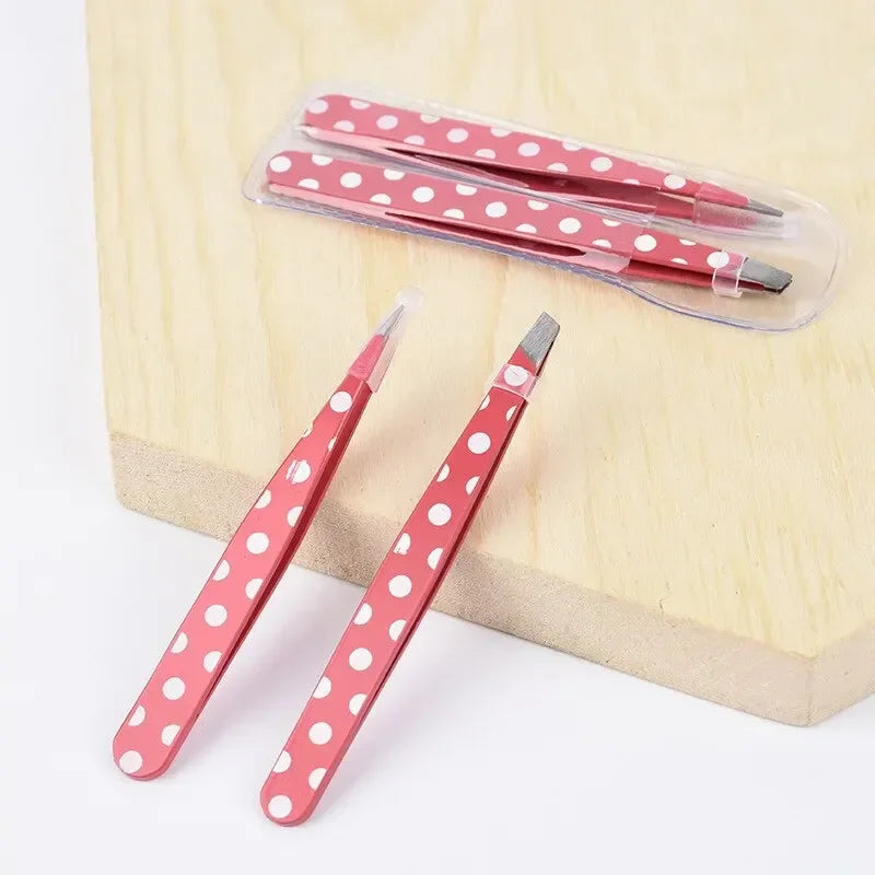 Mini Hair removal tweezers Stainless steel eyebrow Shaper Facial Hair remover Powder Point Flat tip Tilt face makeup Beauty tool