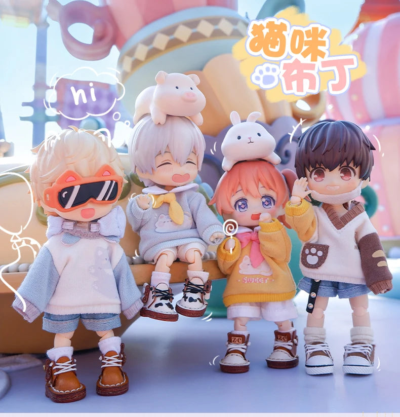 Ob11 Doll Clothes Cute Cat Coats Dolls Hoodies Sweatshirts With Cat Pattern For Obitsu11, Molly, Gsc Body, Ymy, 1/12bjd Doll