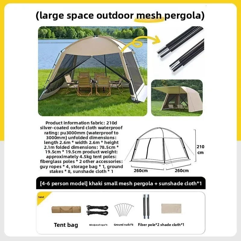 Large Outdoor Tent Canopy Sunshade Screen Gazebo Portable Mosquito Proof Camping Shelter