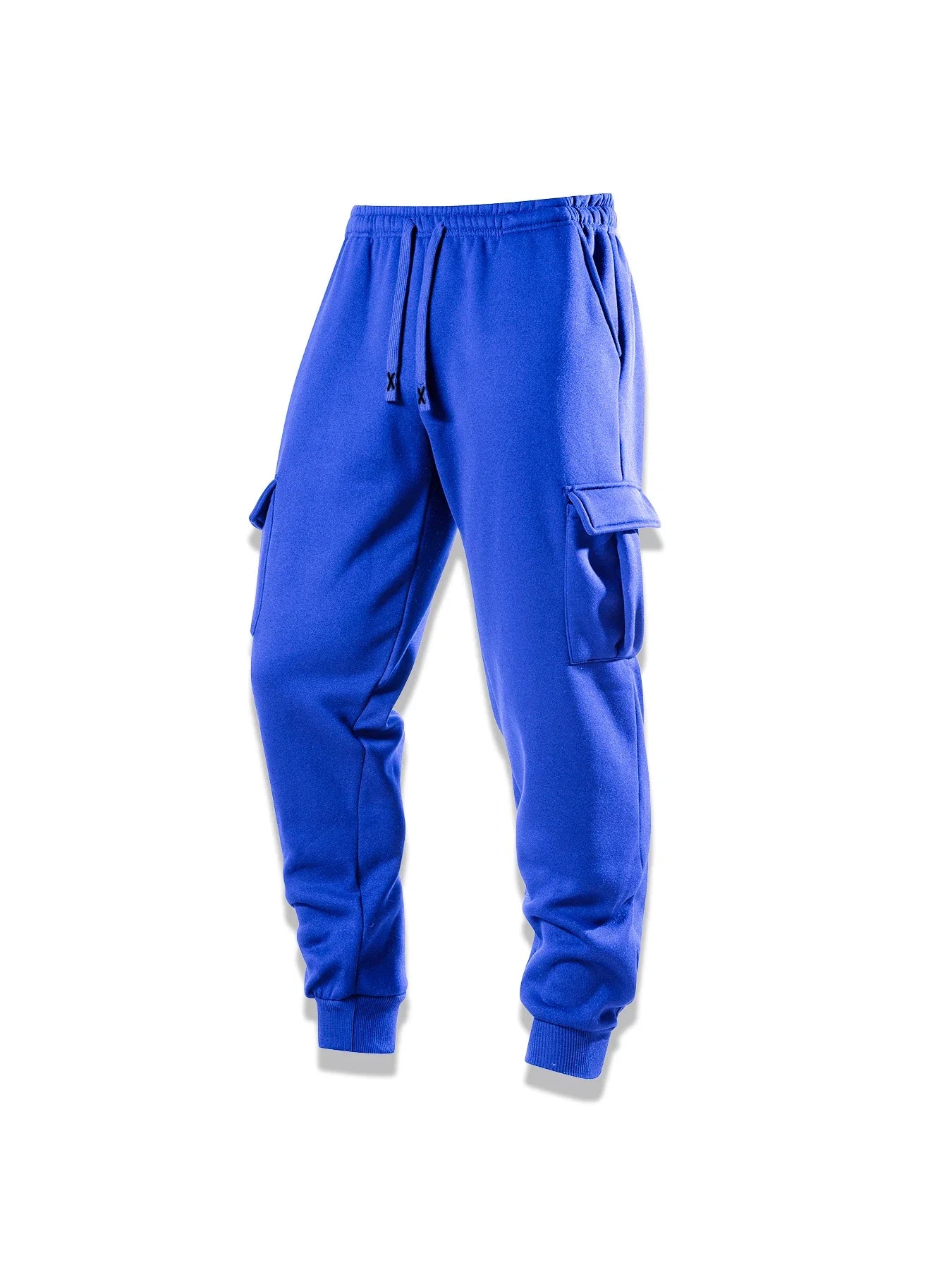 Spring Autumn Casual Sweatpants Men Drawstring Solid Color Cargo Pants Outdoor Running Pockets Trousers Male Daily Long Pants