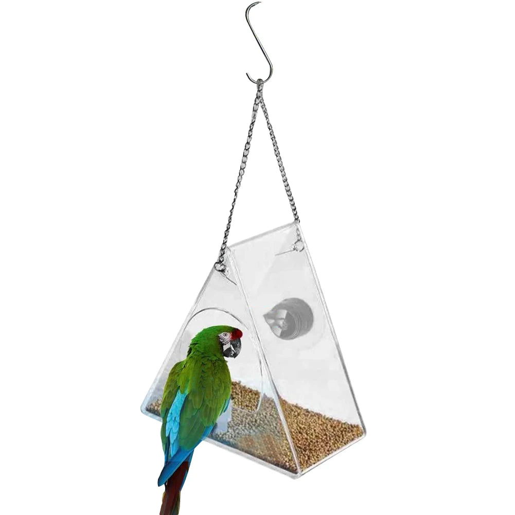 Smart Bird House Pet Feeder Acrylic with Camera Home Pet Bird Feeder Transparent 1080P HD Easy Installation for Outdoor Garden