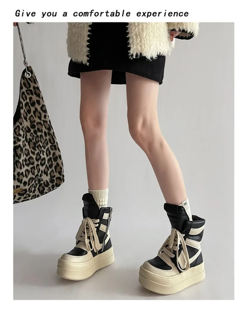 Shoes for Women Women's Ankle Boots Trendy Retro High-top Women's Shoes Fashion Casual Chunky Platform Luxury Designer Sneakers