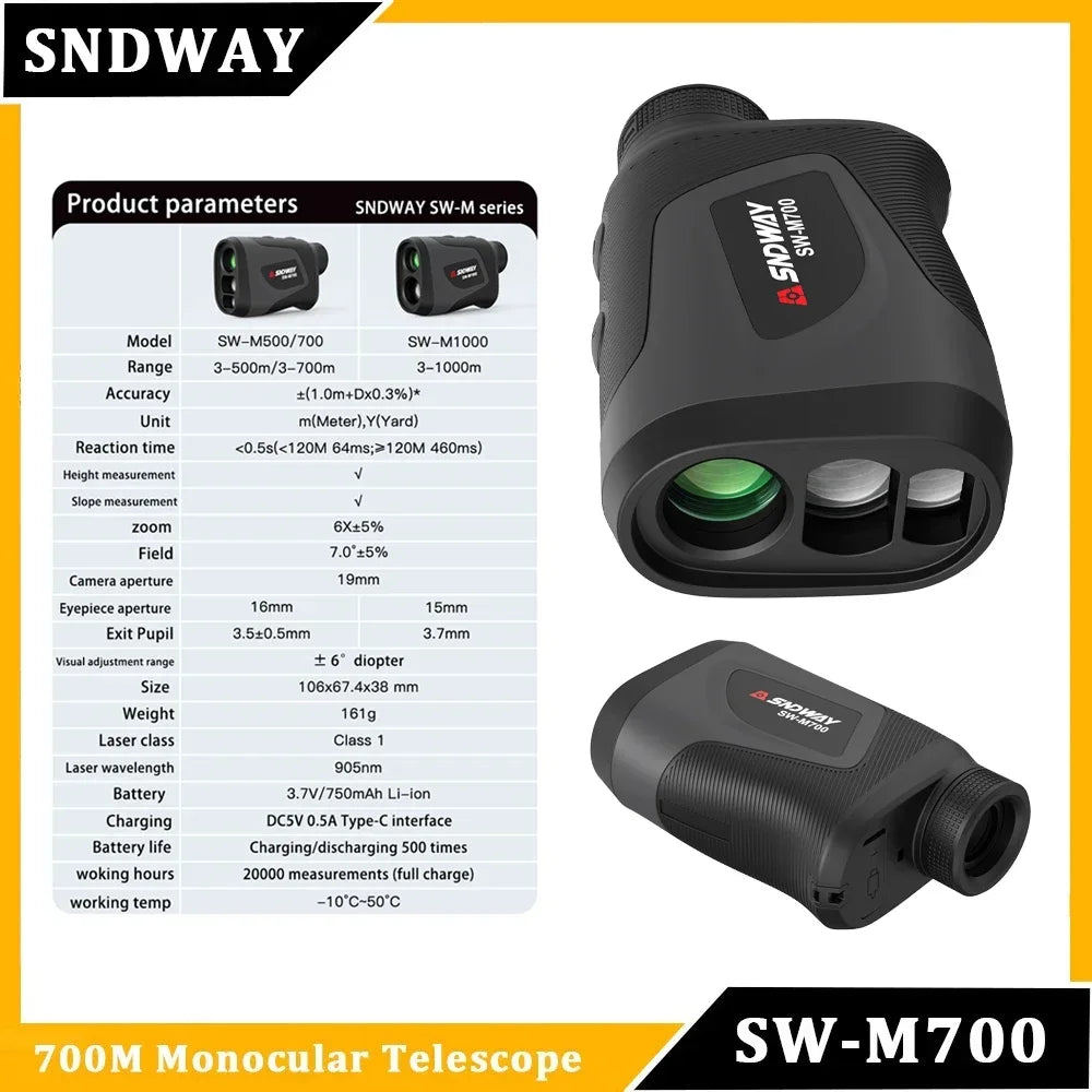 SNDWAY Golf Laser Distance Meter Rangefinder for Hunting 1000M 1500M 2000M Laser Telemeter Golf Camera Outdoor Telescope