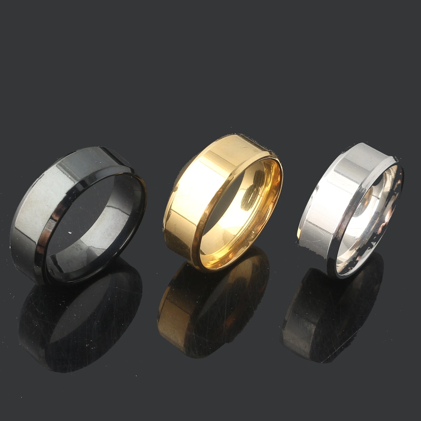 15 Fashion Jewelry Ring Men Stainless Steel Black Rings For Women