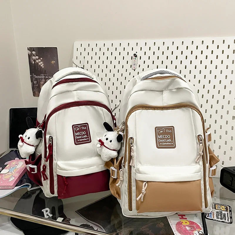 College Style Color Blocked Student School Bags Lightweight Large Capacity Multi-layer Storage Computer Backpack Campus Travel