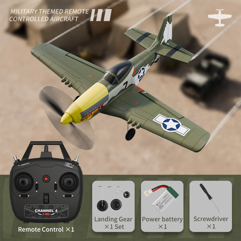 P51 Mustang RC Plane 2.4G 4CH 6 Axis EPP Foam 410MM Fixed Wingspan One Key Aerobatic RC Fighters Glider Toys Gifts