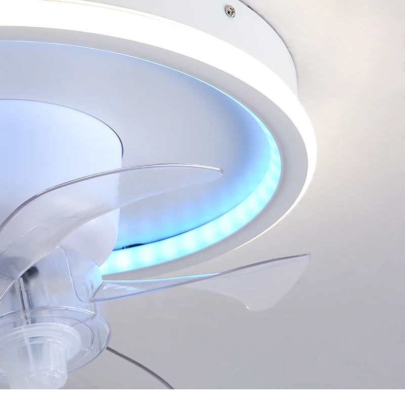 LED Ceiling Fan Lamp RGB Stepless Dimming Remote Interior Lighting Fixture Bedroom Living Home Decor Ceiling Fan With Light