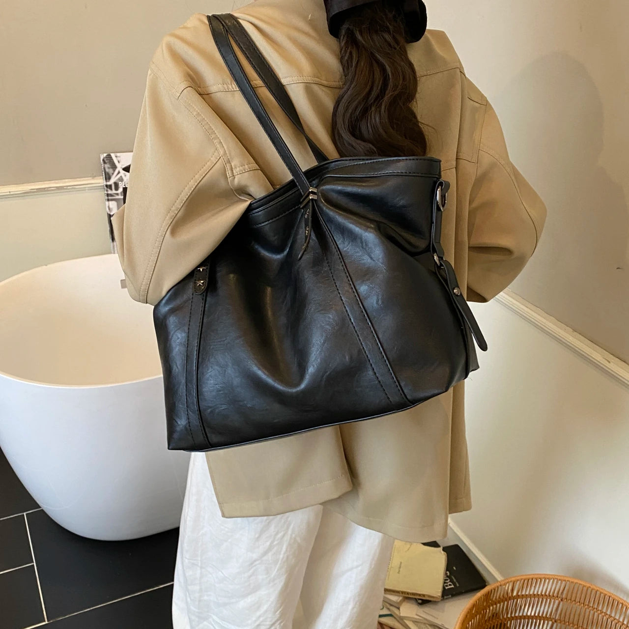 Women's Bag Large Capacity Shoulder Bags High Quality PU Leather Handbags and Purse Female Retro Tote Bags sac a main femme
