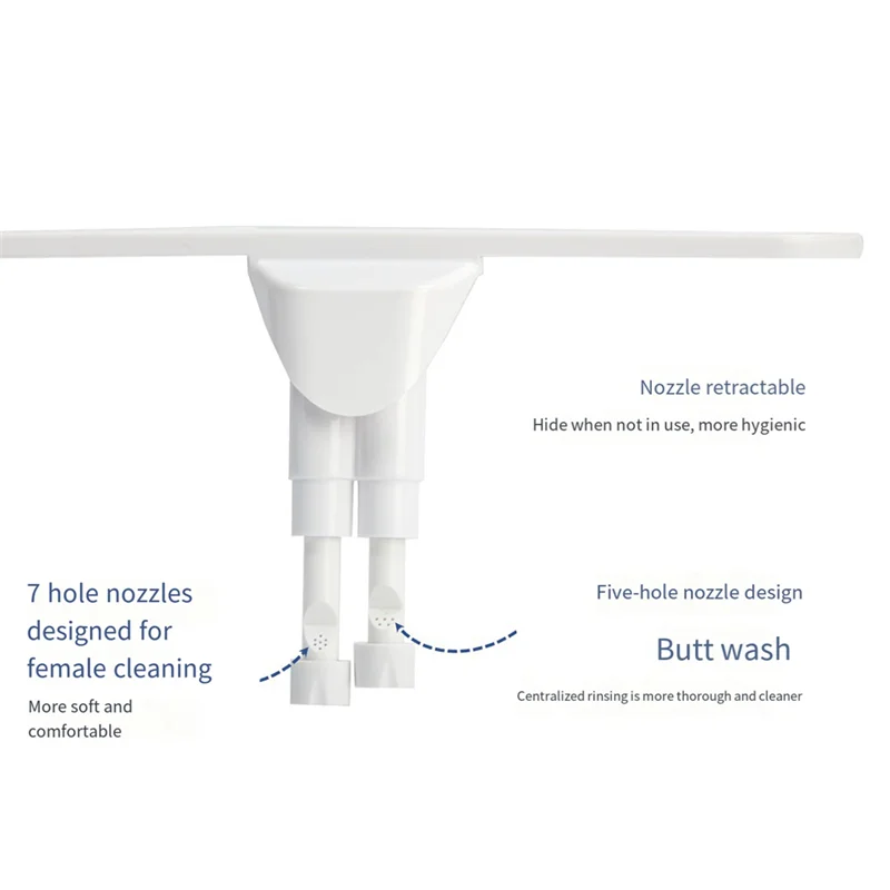 Bidet Attachment Sprayer For Toilet Non-Electric Self-Cleaning Dual Retractable Nozzles Adjustable Water Pressure B Easy To Use-