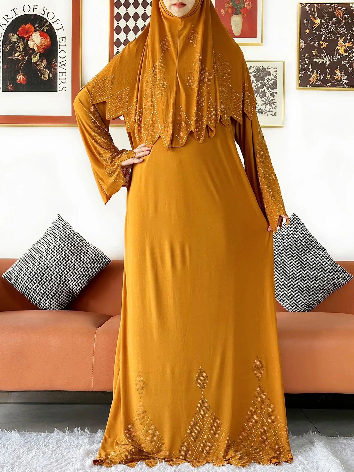2025 Islamic Women's Hijab Scarf Long Dress Sets Prayer Garment Set Long Khimar Dress And Hijab Combo for Ramadan Daily Wear