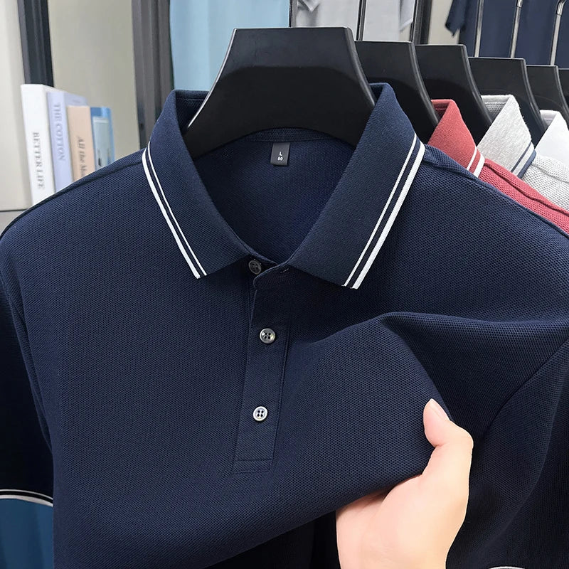 100% pure cotton summer men' luxury brand polo shirt temperament golf short style business casual high-quality T-shirt short top