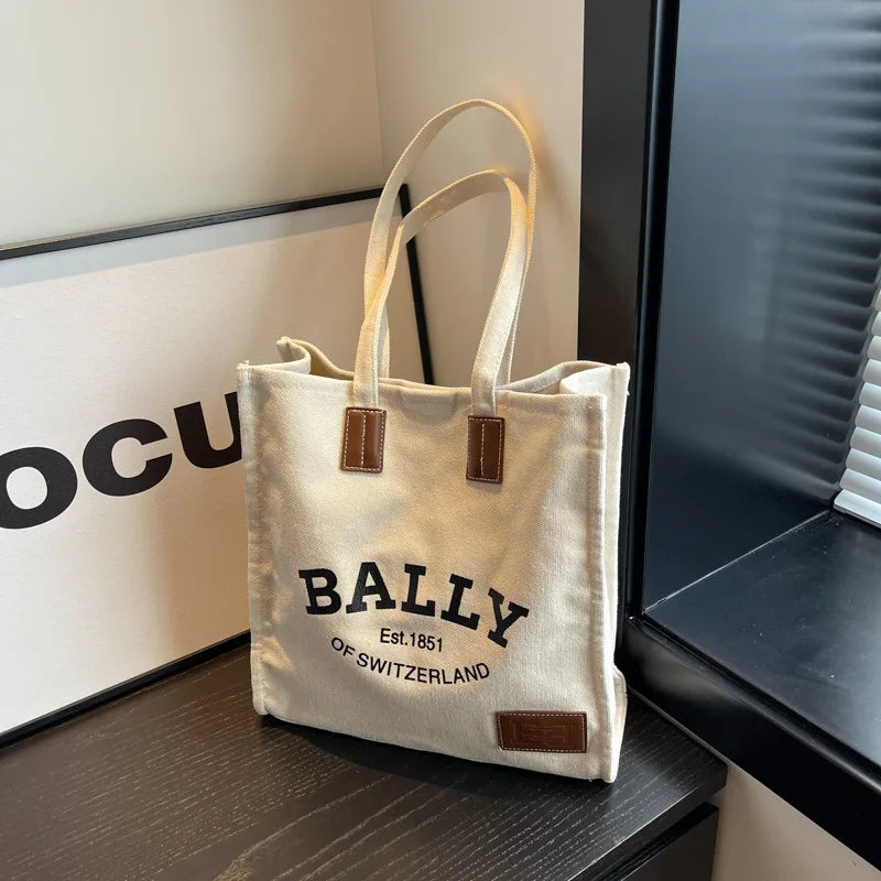 2025 New Canvas Tote Bag for Women Large Capacity Casual Shoulder Bag Simple Commute Shopping Bag High Quality
