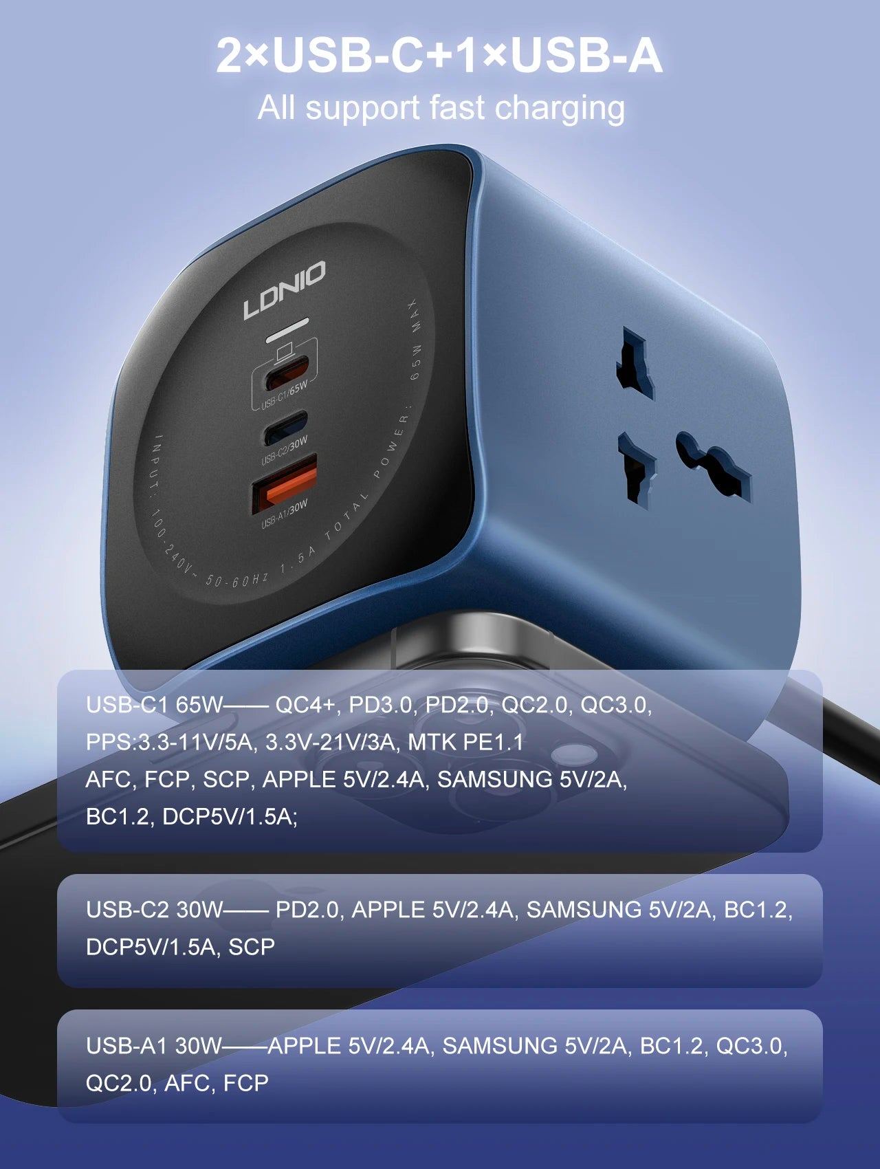 LDNIO Universal Travel Adapter EU KR Plug Adaptor To UK US AU European To American UK Plug 48mm Converter For Travel Accessories