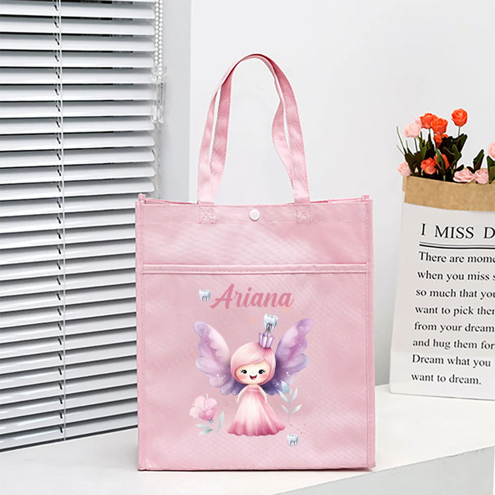 Personalized Kids Library Tote Bags Homeschool Cute Custom Name Reading Books Bag Children School Bag Birthday Gifts for Kids