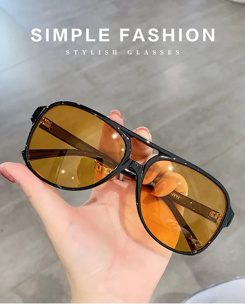Retro Polarized Sunglasses for Men's Women's Large Frame Classic 90s Vintage Pilot Driving Eyewaer UV400 Protective Sun glasses