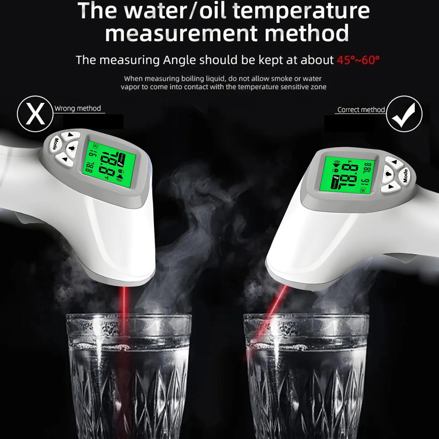 Digital Infrared Thermometer Outdoor Pyrometer Laser High Temperature Meter Food Kitchen Thermometers Adjust Heat Meter