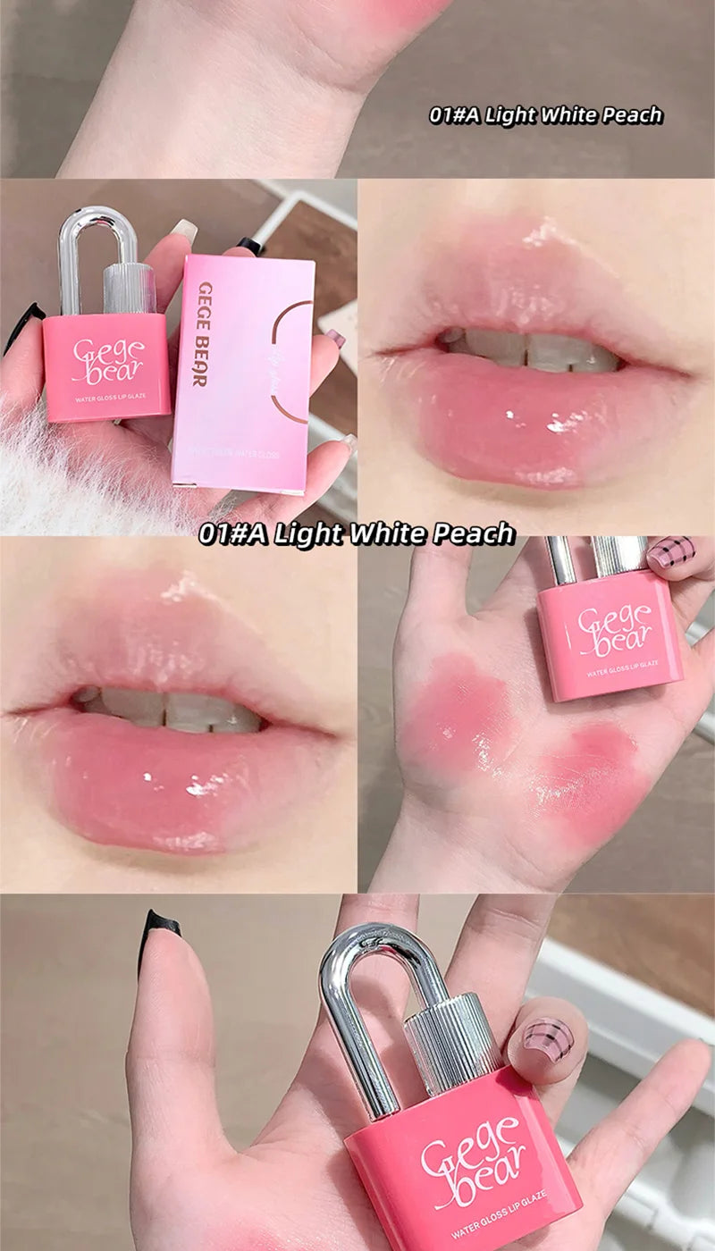 Gege Bear Lockheart Sweet Color Water-Gloss Lip Gloss-Vibrant Colors, Easy to Apply with Non-Long-Lasting Hydration