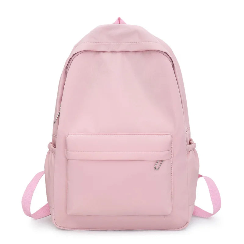 New Women Schoolbag Waterproof Large Capacity School Backpack Smooth Zipper Solid Teens Girl Casual Daypack Bag Student Supply