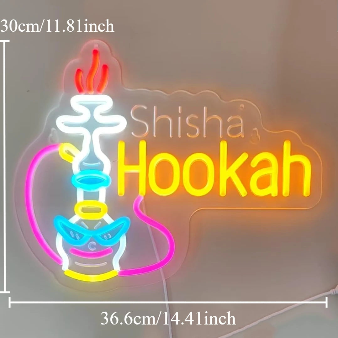 Shisha Neon Sign Shisha Hookah Neon Light Dimmable Hanging Wall Decor for Restaurant Smoke Home Man Cave Louge Shop Bar Pub