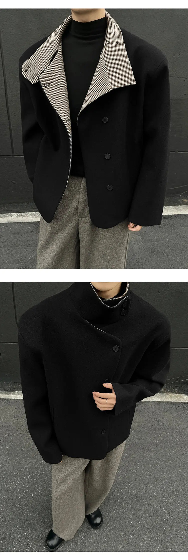 Winter woolen jacket men Caot Warm windproof 2025 New Style Fashionally Slim-Fitting Short Jacket Coat Individuality stand-up