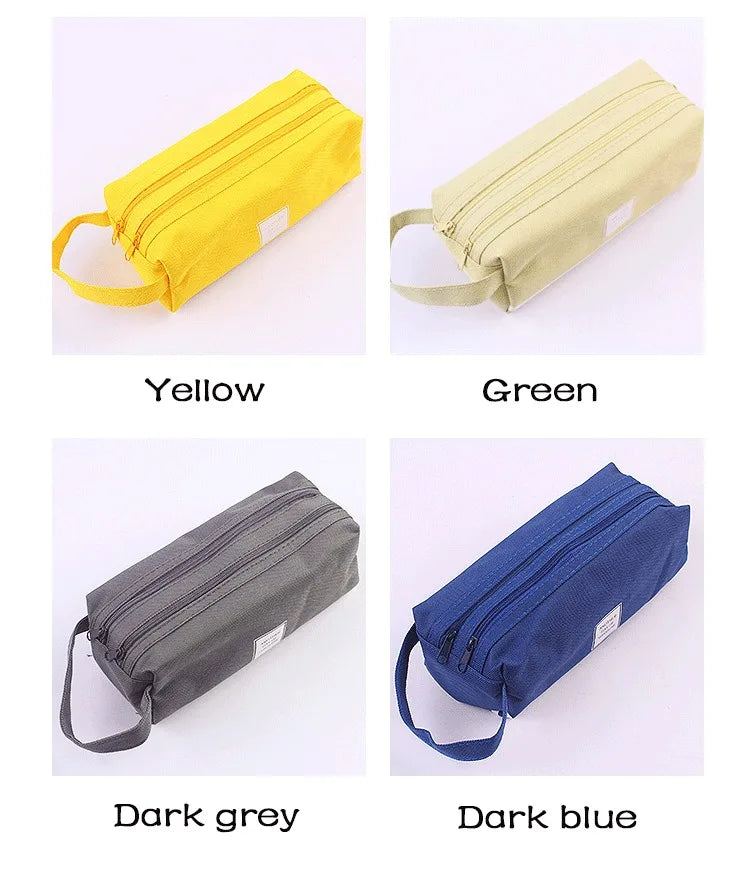 Large Capacity Pencil Cases Double Layer Simple Canvas Bags for Girls Back to School School Office Supplies Stationery