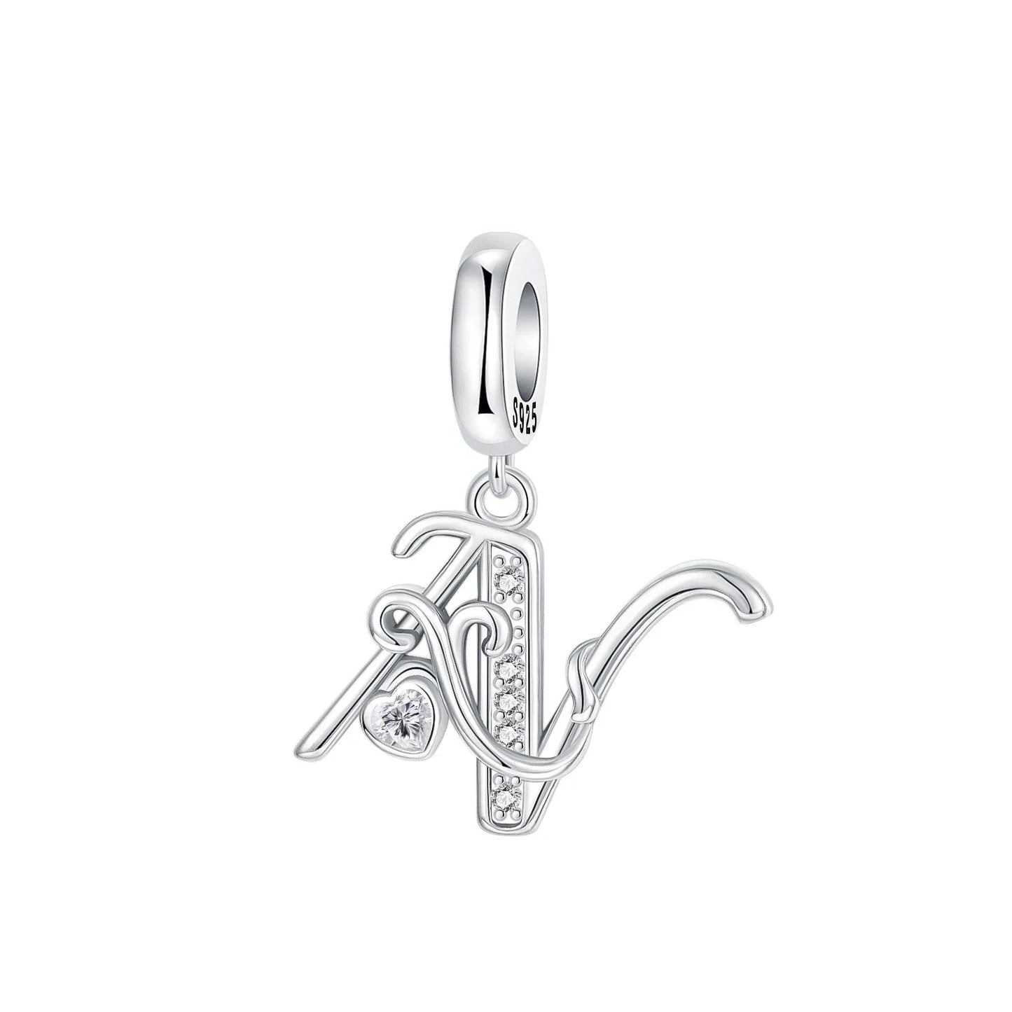 925 Sterling Silver Full series of A-Z letters pendant Charms For Original  Bracelet Charm Necklace Diy Female Jewelry