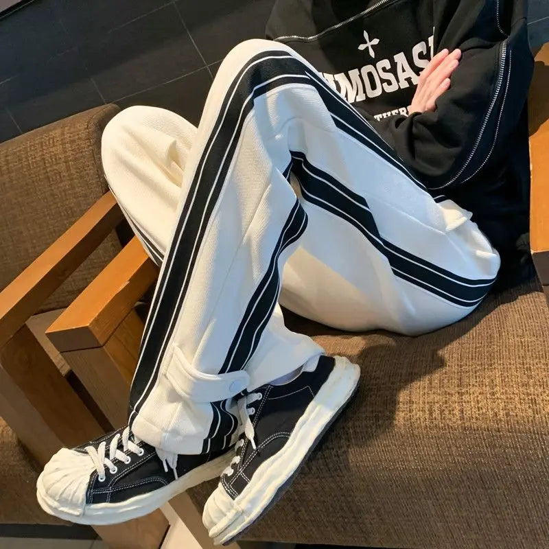 Autumn Winter Elegant Casual Pants for Men American Street Style Fashion Loose Fit Straight Leg Men Clothing