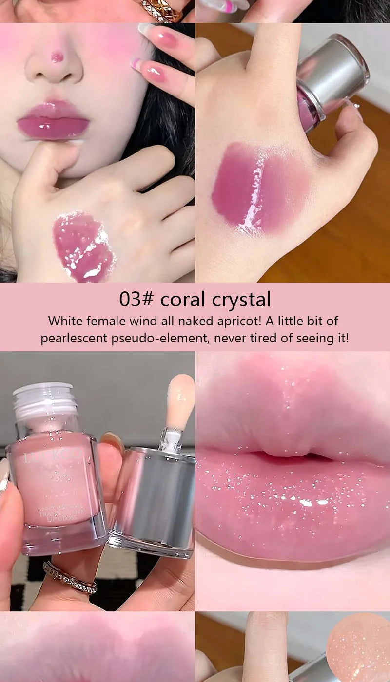 Shiny crystal through lips honey, moisturizing mirror moisturizing overlay, natural color lip glaze, moisturizing easy makeup
